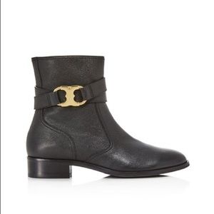 Tory Burch Black Gemini Link Tumbled Leather Boots